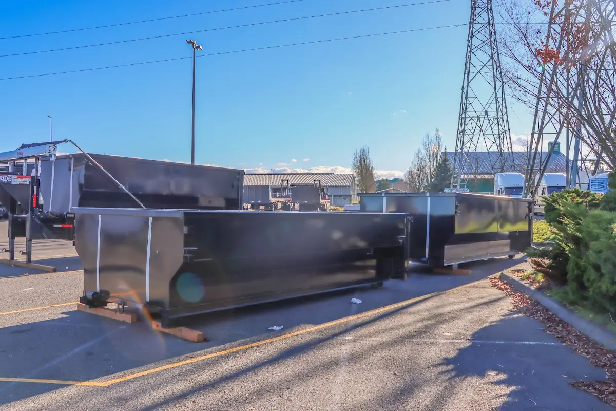 Roll-off dumpster ready for waste disposal at job site for Construction Dumpster Rental in Round Lake Park